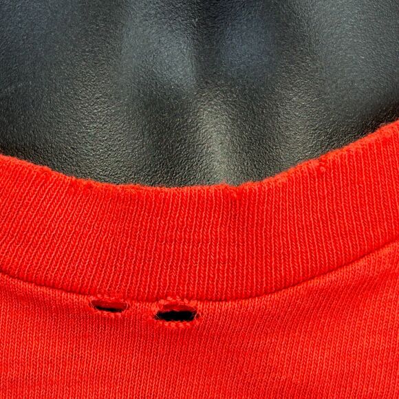 Vintage 80s Chicago Blackhawks T Shirt Distressed NHL Hockey USA Tee Red L Large - Picture 5 of 12